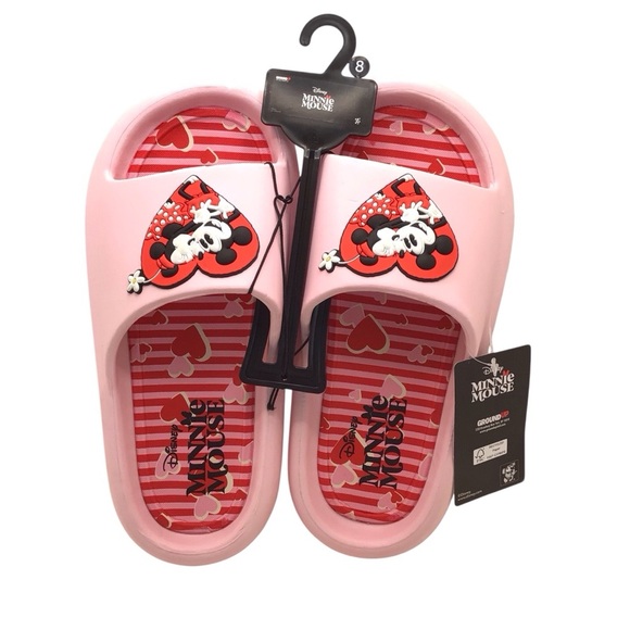 Ground Up Mickey & Minnie in Love Women's Cloud Comfort Flip Flop Slides Size 8 - Picture 2 of 7